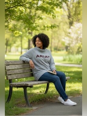 Ariat Real Gray Women’s Pullover Sweater Turtleneck Size XL/1X